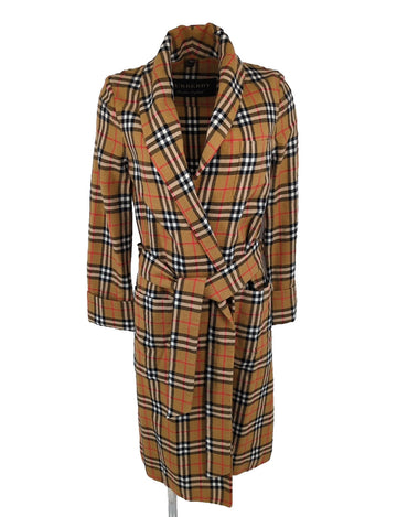 Burberry Coat XXS 36" Chest Men Unisex Heritage Nova Check Wool Wrap Overcoat XS