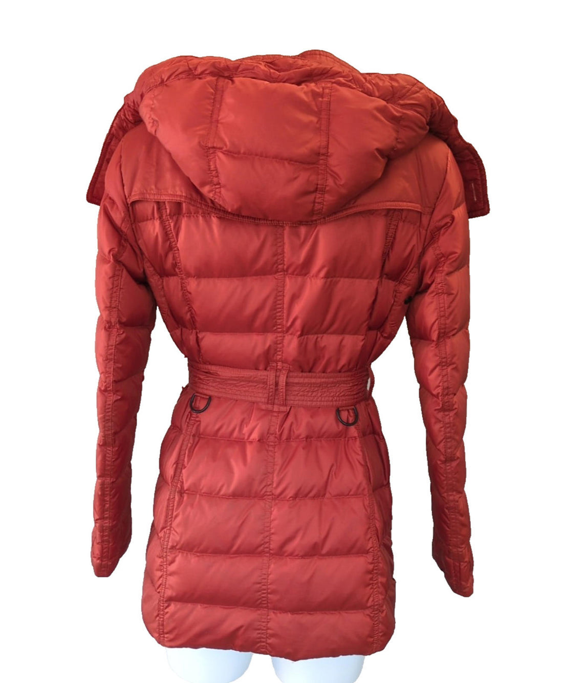 Burberry Puffer Coat Medium UK 10 - 12 Jacket Orange / Red Hooded Medium Down