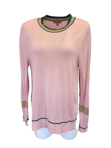 Burberry Jumper XL Pink Green Beige Silk & Cashmere
