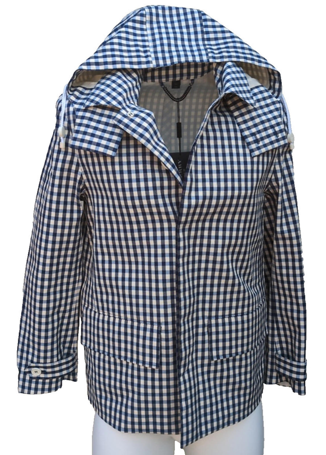 Burberry Man Rain Jacket Italy XS IT 46 UK 36" Chest Gingham Blue New Prorsum