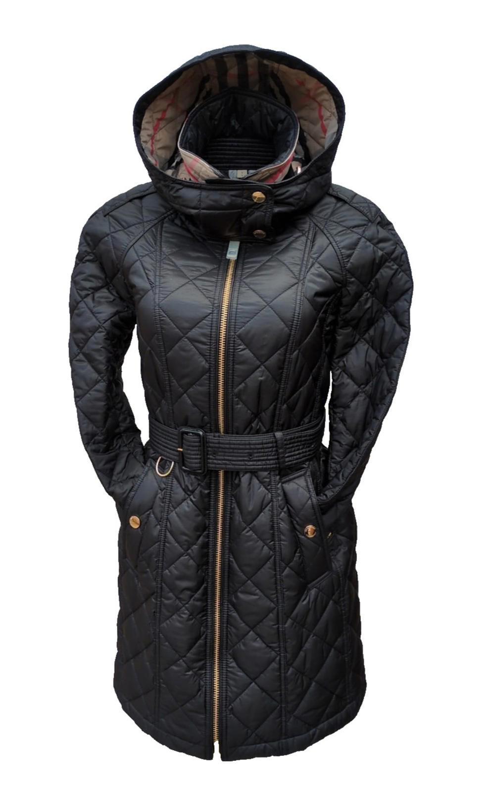 Burberry Puffer Coat Black UK 8 Black New Baughton Quilted Trench USA 6 IT 40 S