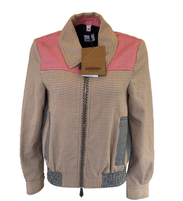 Burberry Bomber Jacket UK 6 USA 4 IT 38 Italy Virgin Wool Houndstooth Runway New