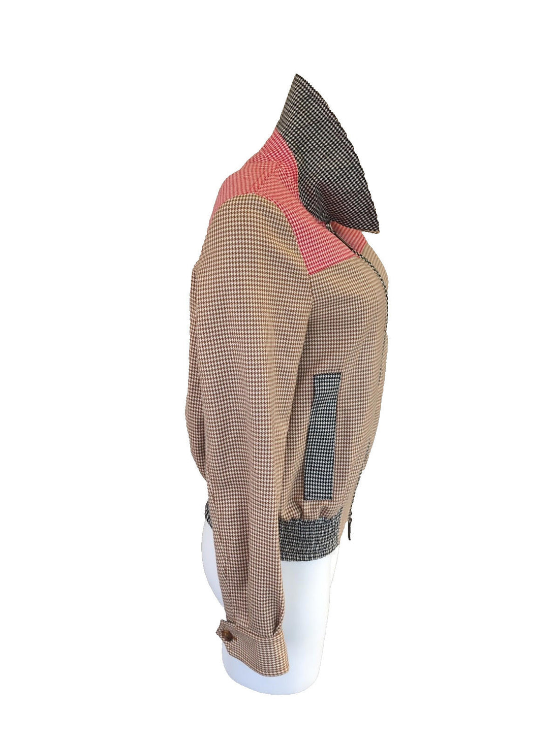 Burberry Bomber Jacket UK 6 USA 4 IT 38 Italy Virgin Wool Houndstooth Runway New